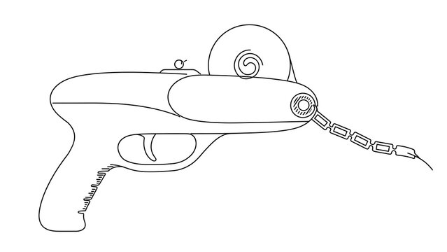 Retro ray gun illustration on white background.