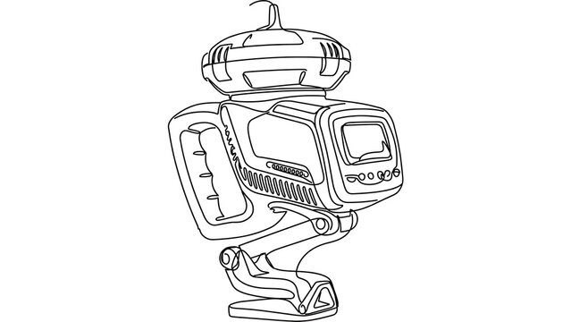 Retro robot illustration on white background.