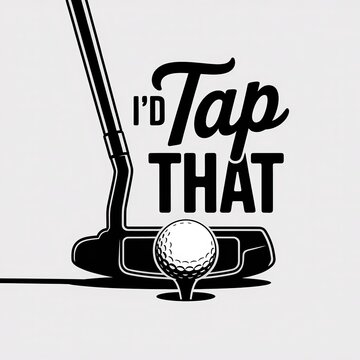 Golf putter and ball illustration with I'd Tap That funny sports quote text design