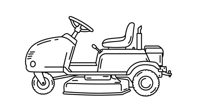Riding lawn mower illustration white background.