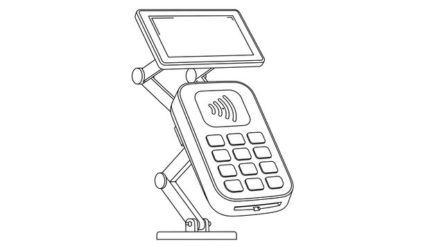 Point of sale terminal with screen white background.