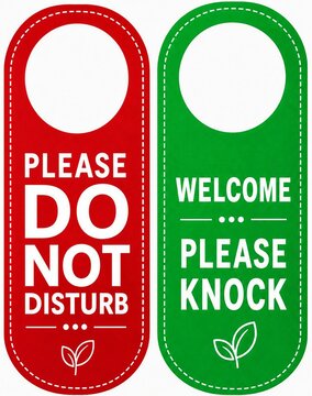 Red and green do not disturb welcome please knock door hangers set