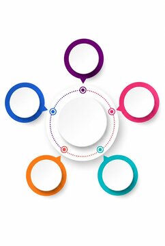 Modern abstract circular connection network with five vibrant colored nodes