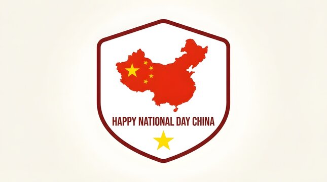 A creative emblem design featuring the map of china with flag patterns to celebrate the annual national day china holiday event with patriotic festive style