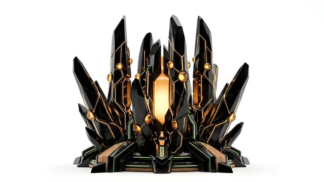 3D Eco Tech Obsidian Neural Pillar Core Vector