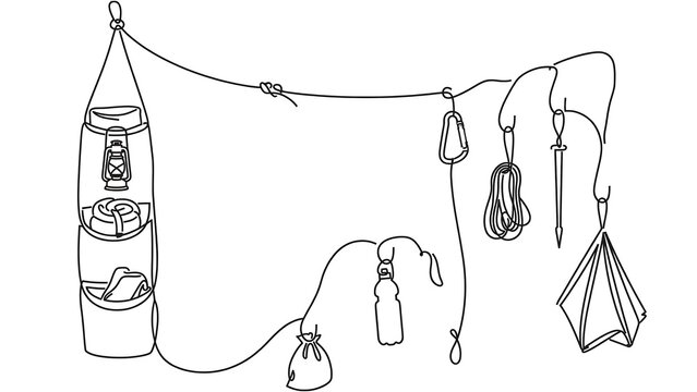 Rock climbing gear illustration white background.