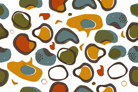 Organic Hand Printed Blob Pattern for Wallpaper and Surface Design