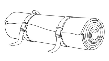 Obraz premium rolled sleeping bag with straps white background.