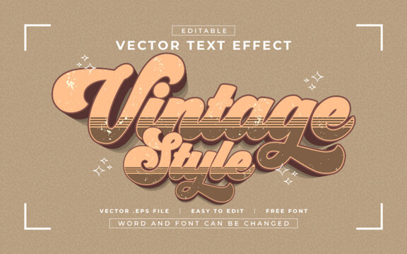 Vintage Style 3D editable text effect style - Premium Vector