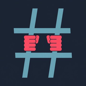 Isolated equal and not equal math symbols on blue cross lines with red outline