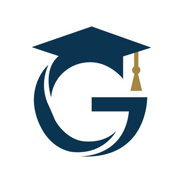 Letter G Graduation Logo with Mortarboard Cap Vector Icon