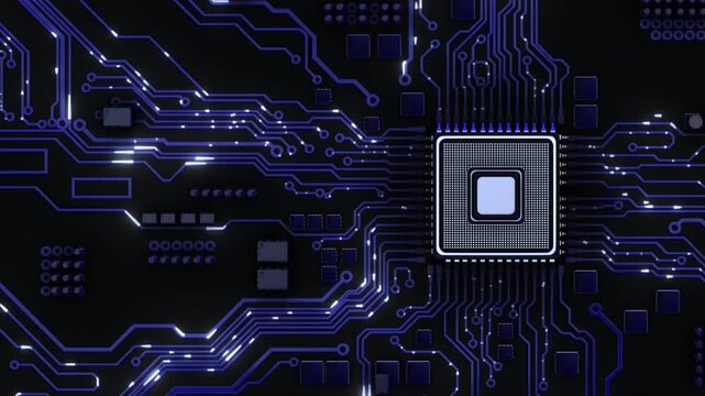 Digital processor chip with radiant circuits represents next-generation computing technology.