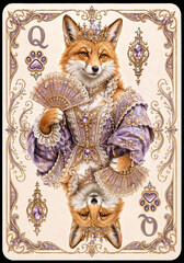 Fototapeta premium Luxury Animal Playing Card Illustration in Ornate Vintage Style