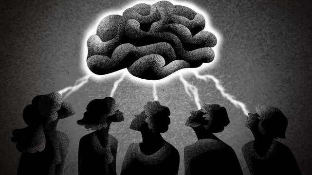 people connected to a giant brain representing the jungian collective unconscious