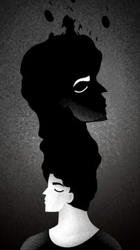 freudian unconscious emerging as a shadow from a person's head