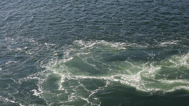 Turbulent ocean water wake from moving ship