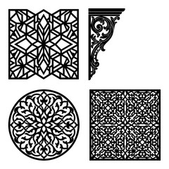 Decorative laser cut geometric panels and circular floral mandala with arabesque ©  AMINA 1122
