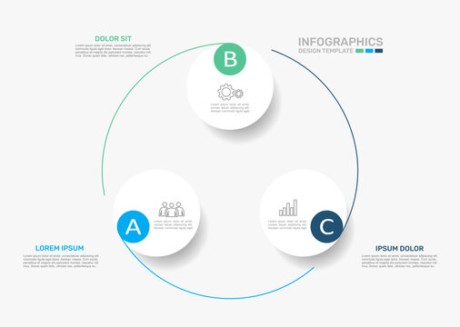 Modern circular business infographic template with colorful numbered steps, icons, and text. Vector illustration.