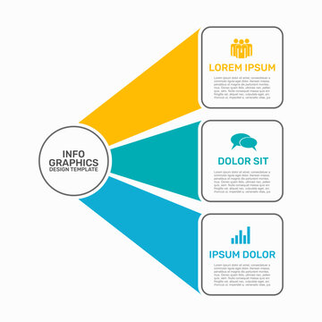 Business infographic template with circle and steps, options or layout boxes for process presentation. Vector illustration.