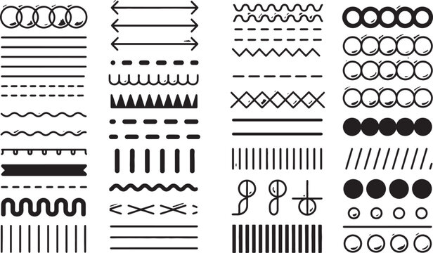 Geometric Lines Set, Abstract Design Elements, Minimalist Vector Illustration Featuring Patterns, Decorative