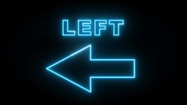 Glowing blue left arrow and text animation provides clear navigation in this digital motion clip