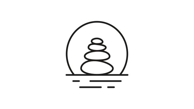 Zen Stone Stack Animated Icon With Alpha Channel. Balance, Meditation, And Tranquility Motion Graphic. Spa, Wellness, And Relaxation Theme. On Transparent Background