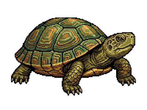 detailed pixel art of tortoise