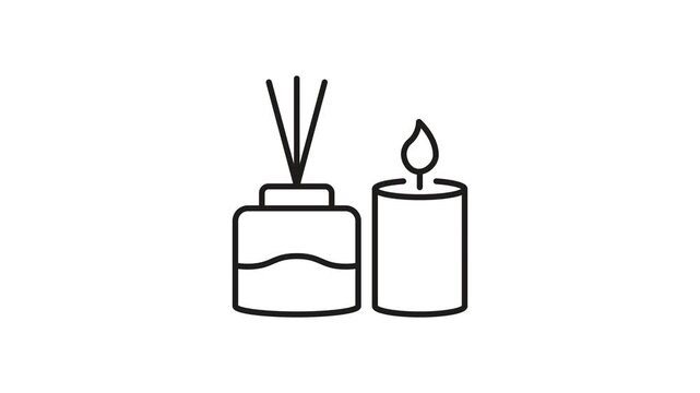 Aromatherapy Candle And Diffuser Animated Icon With Alpha Channel. Relaxation, Spa, And Home Fragrance Motion Graphic. Wellness And Tranquility. On Transparent Background