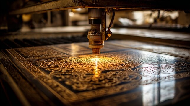 Laser Engraving Process on Decorative Design in Workshop Environment