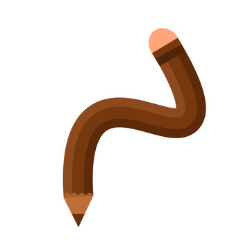 Bendy Brown Flexible Pencil Vector Icon