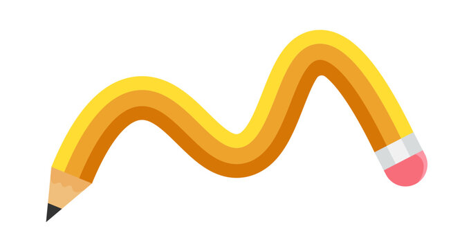 Wavy Yellow Flexible Pencil with Eraser Icon