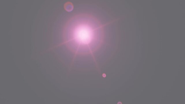 Bright pink lens flare effect with digital light elements on a dark background