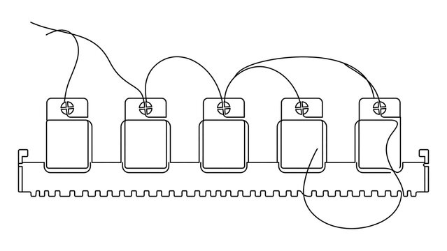 Series of electrical relays on a white background.
