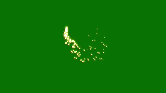 Magic glitter sparkle trail, glowing doodle stars, star line path, shimmer particles motion, sparkling star transition effect. white twinkling particles on green screen.4k video