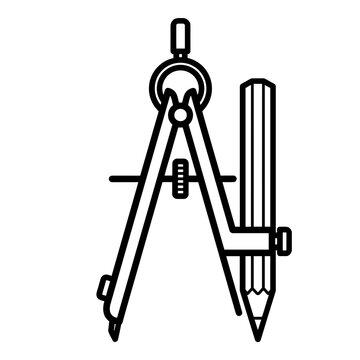 Drafting Compass and Pencil Icon