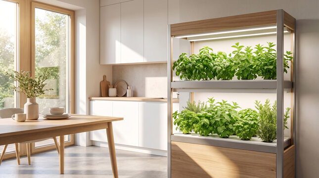 Indoor Hydroponic Herb Garden in Kitchen