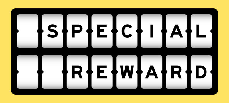 Black color in word special reward on slot banner with yellow color background