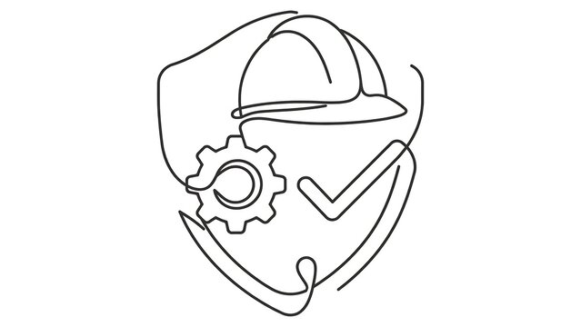 Safety helmet gear icon on white background.