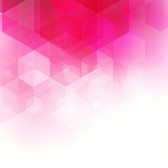 Obraz premium Stylish abstract white and bright pink geometric background with hexagons in vector design. eps 10