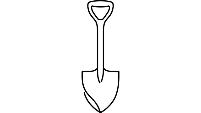 Simple black shovel icon on white background.