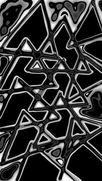Black and white abstract geometric network with glowing edges. Hand crafted digital pattern with fluid shapes. Original artwork by me, not AI generated.`  