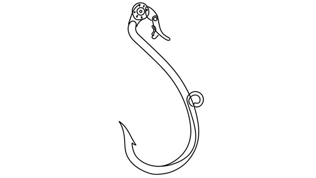 Simple fish hook illustration on white background.