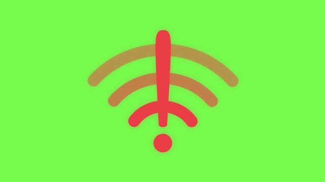 No Internet Connection Warning Icon with Exclamation Mark on Green Screen Background