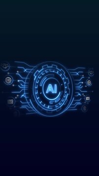 Artificial intelligence animation with world map network data links Artificial intelligence global connectivity layout Artificial intelligence network telemetry