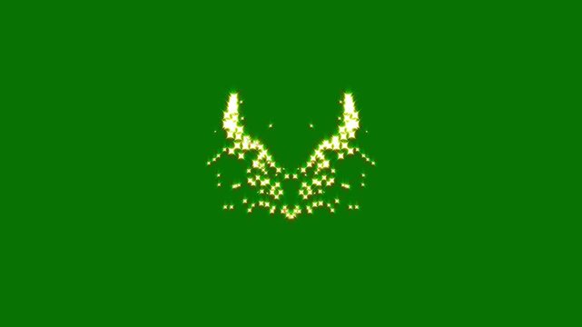 Glitter stars blinking sparkle animation, glowing doodle stars, twinkling star particles and glowing magic light effect on 4k video. glowing light trails on green screen background.