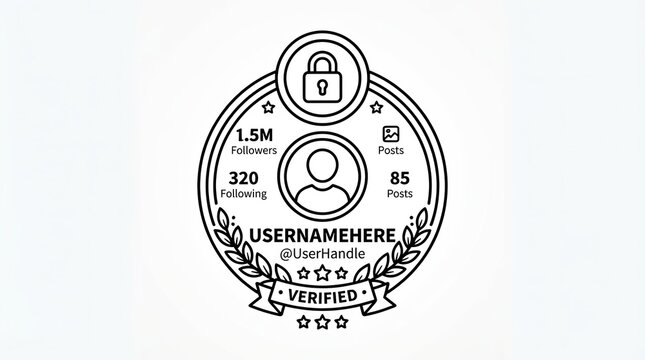 Verified social media profile user account badge icon outline design