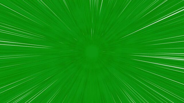 Black and white anime speed lines overlay with centered radial bursts, sharp motion rays, comic action effects, fast acceleration trails, dynamic deep green background, seamless 4K animation.