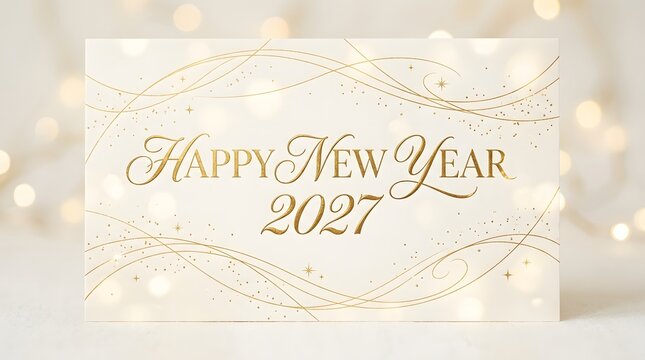 Happy new year 2027 elegant gold text greeting card