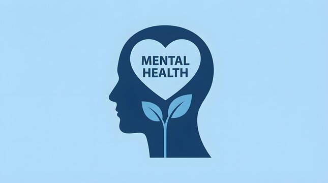 A conceptual illustration featuring a human head silhouette with a heart and plant growth representing the importance of awareness for world mental health day events