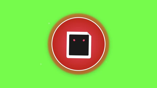 Failed document upload icon with red cross mark on green screen background for error concept